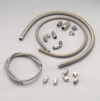 TCI Braided Power Steering Hose Kit With Flow Valve - Early Pump Style